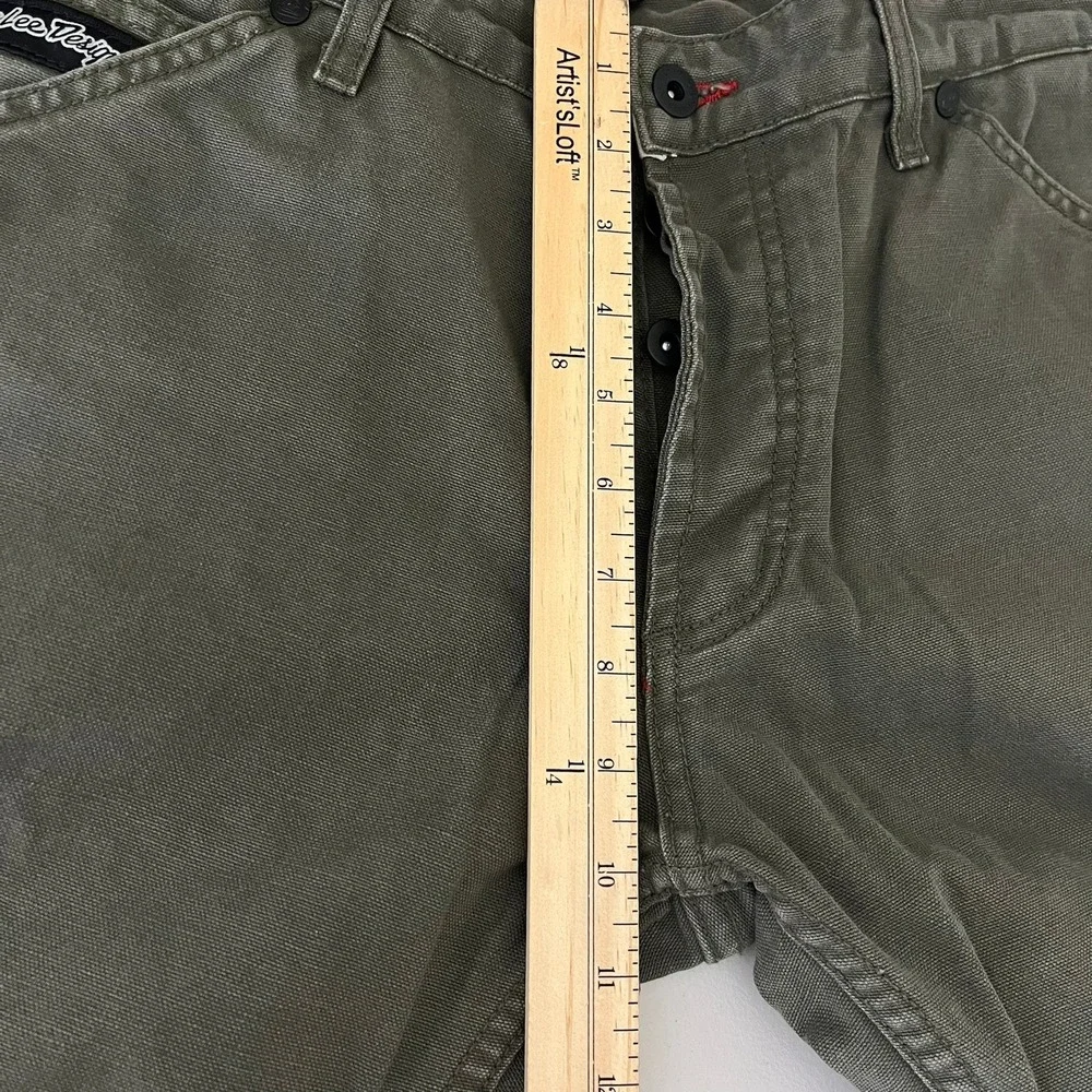 Troy Lee Designs Mens Olive Green Cotton Canvas Articulated Knee Pants Size 36